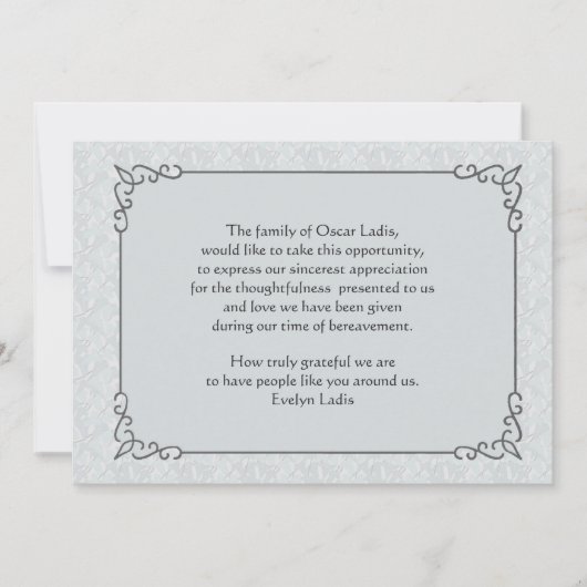 Correspondance Carte de remerciements de deuil gris Mist (Devant)