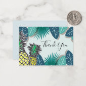 Correspondance Carte de remerciements de feuille tropicale ananas (Devant/Arrière en situation)