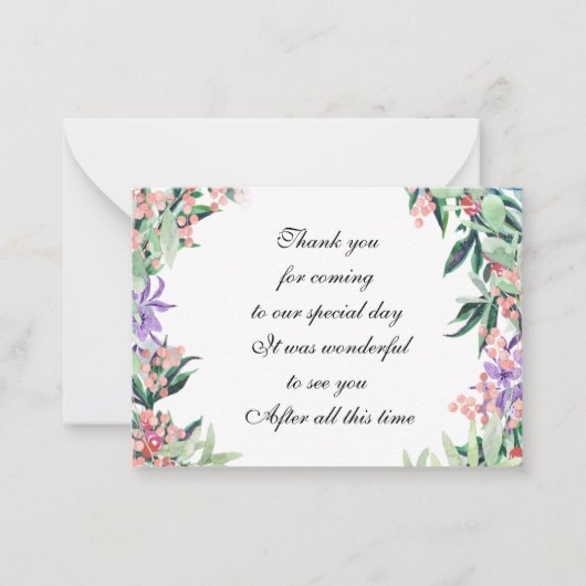 Correspondance Carte de remerciements de fleurs d'aquarelle (Devant)