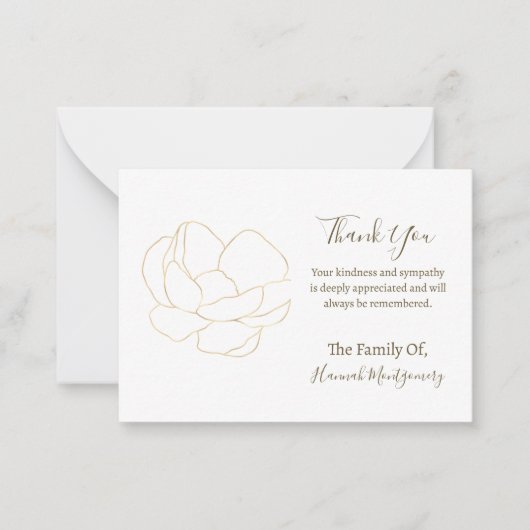 Correspondance Carte de remerciements de Sympathie Rose Gold Line (Devant)