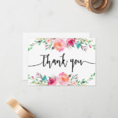 Correspondance Carte de remerciements floral, verdure, boho (Devant/Arrière en situation)