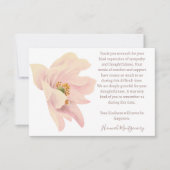 Correspondance Carte de remerciements funéraire Anémonique Rose,  (Devant)