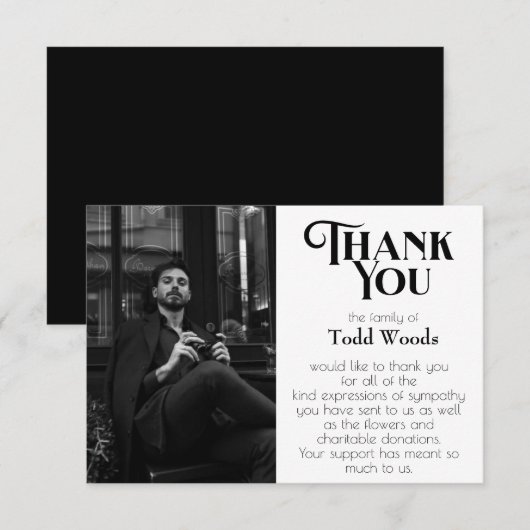 Correspondance Carte de remerciements funéraire, Merci de sympath (Devant / Derrière)