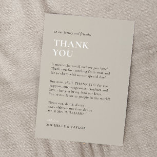 Correspondance Carte de remerciements Mariage minimaliste neutre