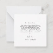 Correspondance Carte de remerciements photo Mariage de calligraph (Dos)