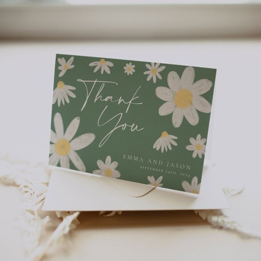 Correspondance Carte de remerciements Sage Green Daisy