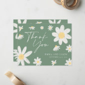 Correspondance Carte de remerciements Sage Green Daisy (Devant/Arrière en situation)