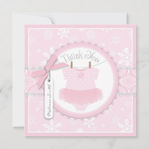 Correspondance Carte de remerciements Tutu rose & Snowflakes
