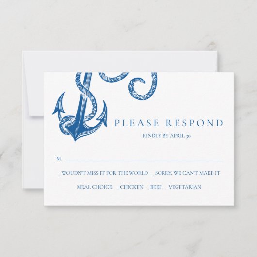 Correspondance Carte de réponse à l'Ancre bleue marine (Devant)