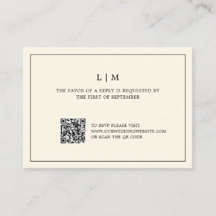 Correspondance Carte de réponse de mariage à code QR Monogramme j