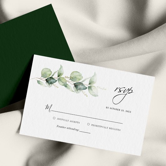 Correspondance Carte de réponse de mariage à la verdure d'eucalyp