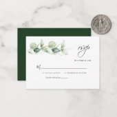 Correspondance Carte de réponse de mariage à la verdure d'eucalyp (Devant/Arrière en situation)