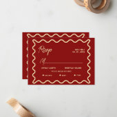 Correspondance carte de réponse de mariage Doodle Caprice Rétro É (Devant/Arrière en situation)