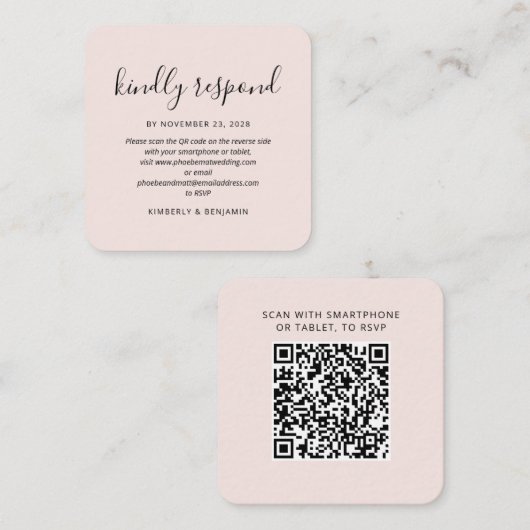 Correspondance Carte de réponse de mariage moderne avec code QR (Devant / Derrière)