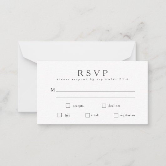 Correspondance Carte de réponse de repas RSVP Budget Basic Classi (Devant)