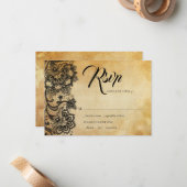 Correspondance Carte de réponse gothique en dentelle noire (Devant/Arrière en situation)
