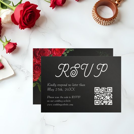 Correspondance Carte de réponse QR Code pour mariage Rose Élégant