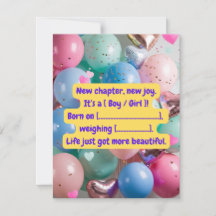 Carte de révélation "C'est un [Garçon/Fille] !"