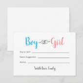 Correspondance Carte de révélation de genre pour bébé ou garçon (Devant / Derrière)