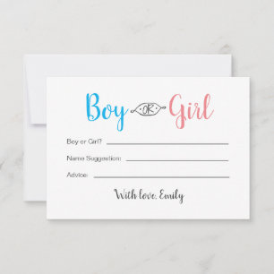 Correspondance Carte de révélation du sexe du bébé garçon ou fill