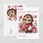 Correspondance Carte de Saint Valentin Bébé Singe (Devant / Derrière)