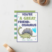 Correspondance Carte de Saint-Valentin Dinosaur pour enfants Ami- (Devant/Arrière en situation)