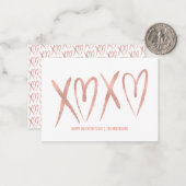 Correspondance Carte de Saint-Valentin Rose brossé moderne en or (Devant/Arrière en situation)