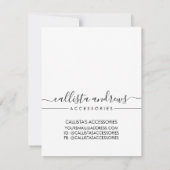 Correspondance Carte de soins bijoux en noir blanc simple (Dos)