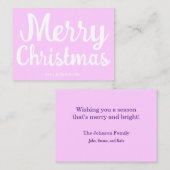 Correspondance Carte de vacances violet Joyeux Noël blanc Script (Devant / Derrière)