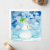 Correspondance Carte de vacances Watercolor Snowman (Devant/Arrière en situation)
