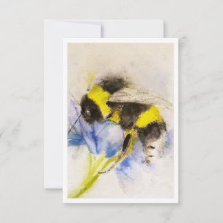 Correspondance Carte de vœux à l'aquarelle Bourdon sur Fleur Bleu