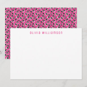 Correspondance Carte de vœux à motif animal en rose gras et audac