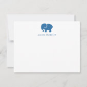 Correspondance Carte de vœux bébé, gingham éléphant bleu plat (Devant)