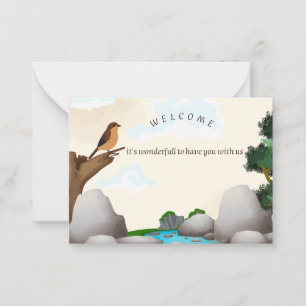 Correspondance Carte de vœux de bienvenue oiseau nature mignonne