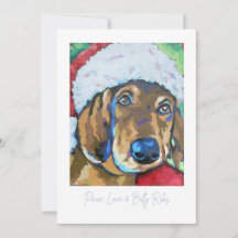 Carte de vœux de chien avec chapeau de Père Noël