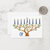 Correspondance Carte de vœux de Hanouka du jardin secret Menorah  (Devant/Arrière en situation)