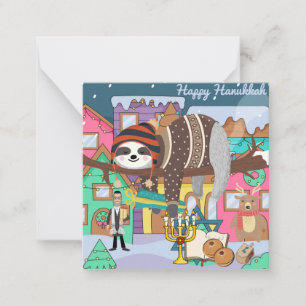 Correspondance Carte de vœux de Hanukkah de paresseux mignon