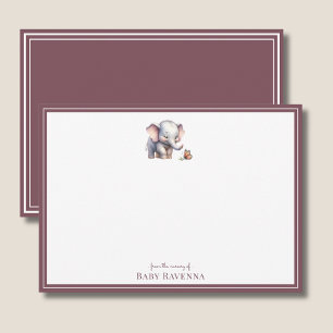 Correspondance Carte de vœux de naissance éléphant aquarelle mign