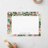 Correspondance Carte de vœux de Noël avec feuillage vert et baies (Devant/Arrière en situation)