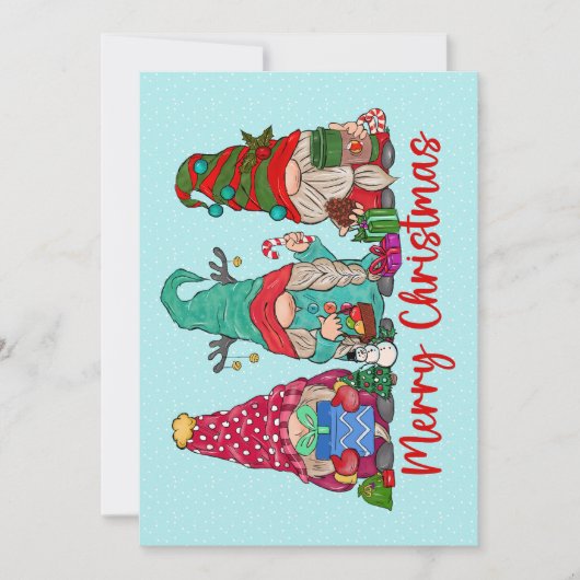 Correspondance Carte de voeux de Noël Gnomes Trio (Devant)