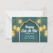 Correspondance Carte de vœux élégante verte et dorée pour Eid Mub (Devant)