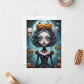 Correspondance Carte de vœux fantaisiste Halloween (Devant/Arrière en situation)