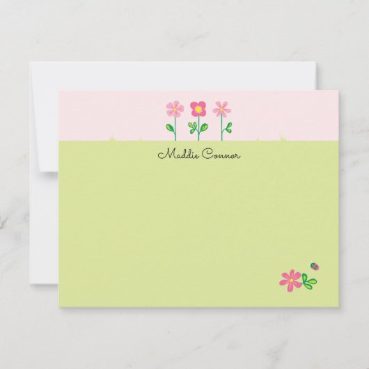 Correspondance Carte de vœux Fleurs douces en rose et vert (Devant)