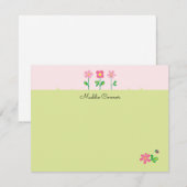 Correspondance Carte de vœux Fleurs douces en rose et vert (Devant / Derrière)