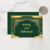 Correspondance Carte de voeux Green Gold Eid Moubarak (Devant/Arrière en situation)