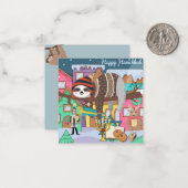 Correspondance Carte de vœux mignonne de sloth pour Hanukkah (Devant/Arrière en situation)