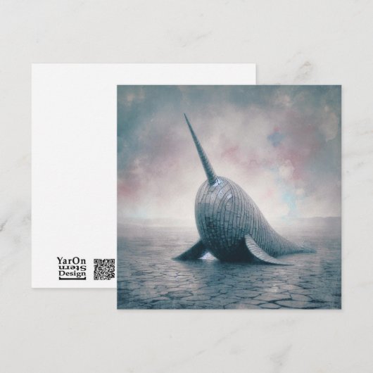 Correspondance Carte de voeux ondulée Narwhal (Devant / Derrière)