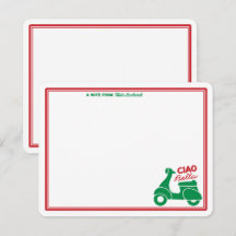 Carte de vœux personnalisée Ciao Bella scooter ita