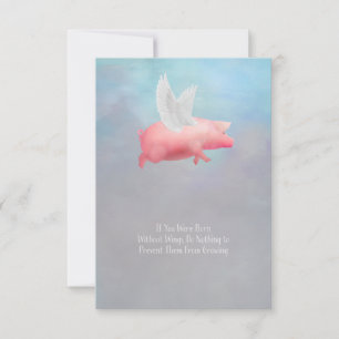 Correspondance Carte de vœux plate Flying Pig Grow Your Wings