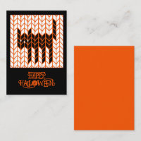 CARTE DE VŒUX PLATE HALLOWEEN CHAT NOIR TRICOTÉ 3.